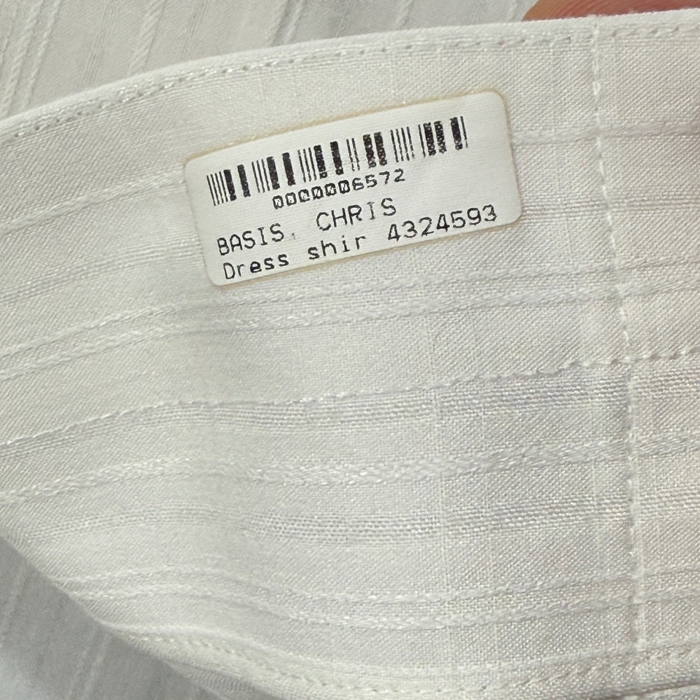 Island Shores Button Up Shirt Mens XXL‎ White Textured Stripe Short Sleeve - Picture 8 of 10
